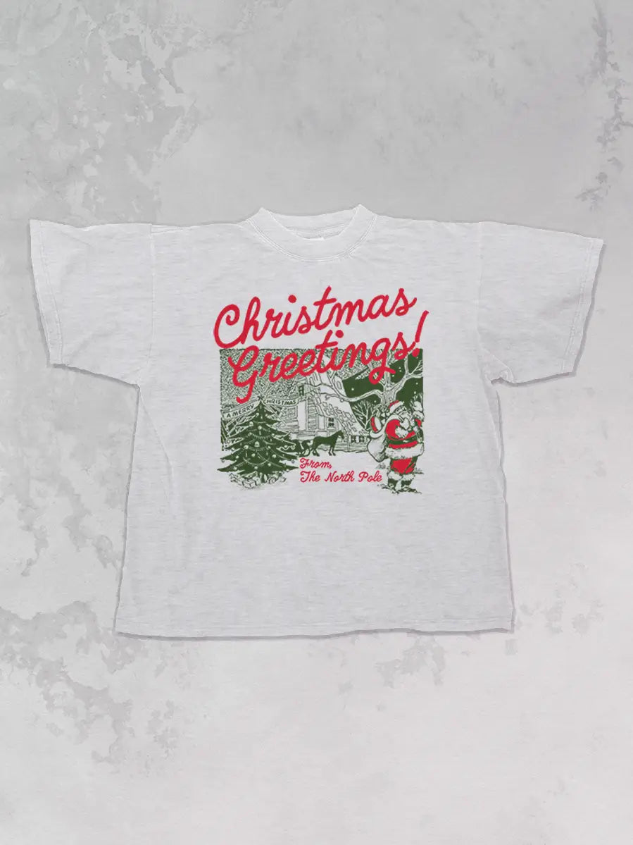 Christmas Greetings! Holiday Boxy Cotton T-Shirt