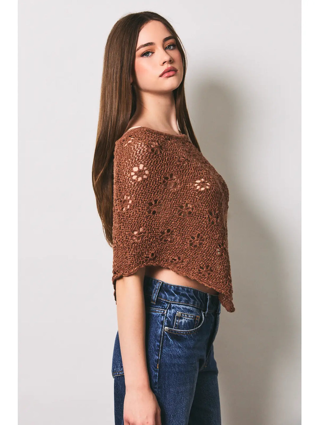 Openwork Detail Sweater Poncho
