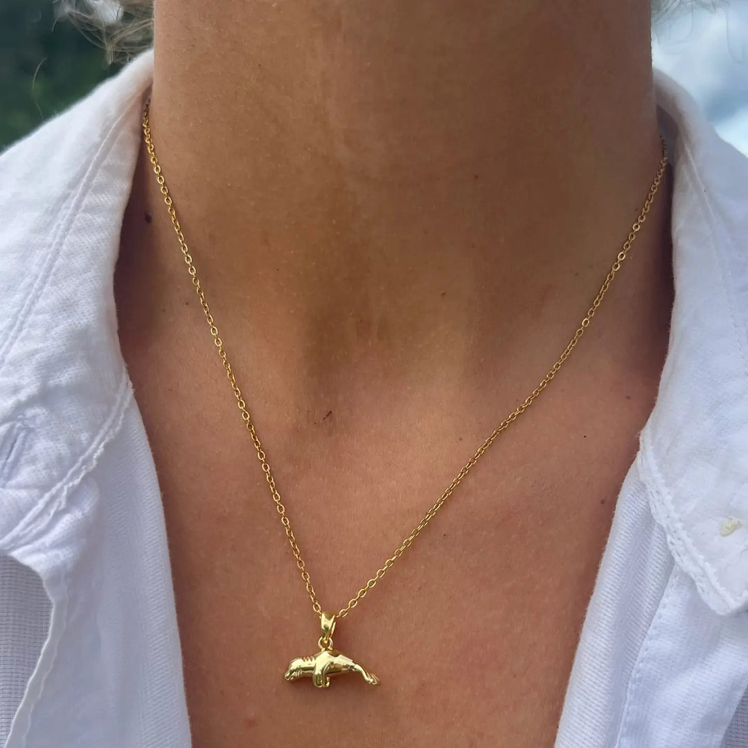 Manatee Necklace | Waterproof Gold Beach Jewelry