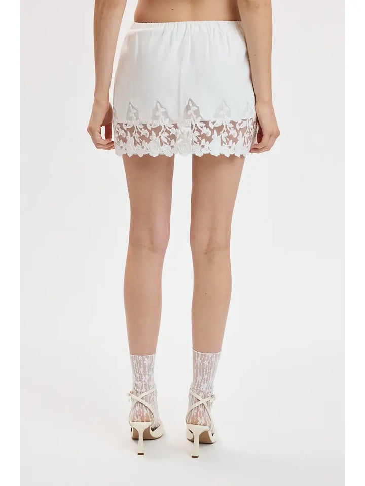 Floral Lace Down Vibrant Color Linen Mini Skort
