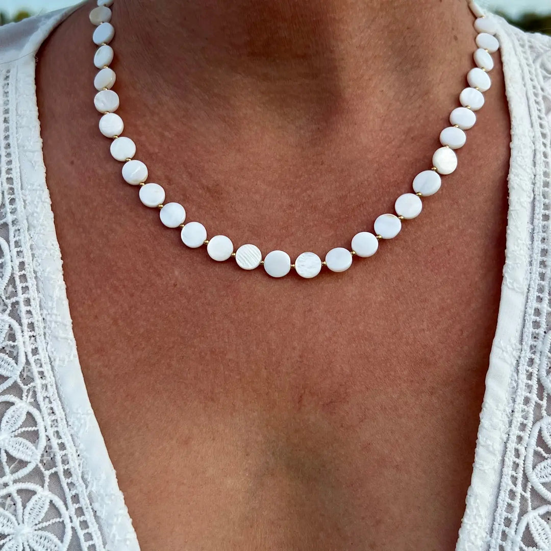 Maia Necklace | Boho Surfer Beach Jewelry | Mother of Pearl