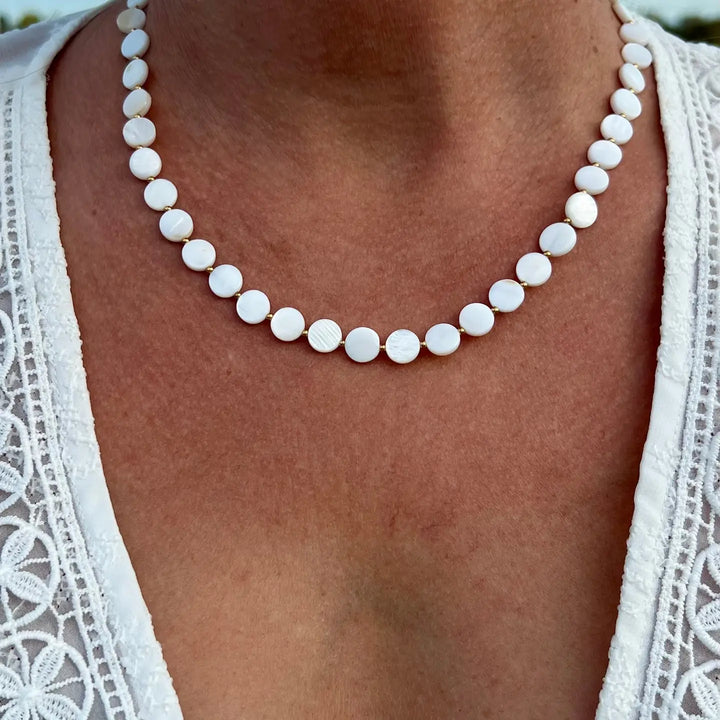 Maia Necklace | Boho Surfer Beach Jewelry | Mother of Pearl