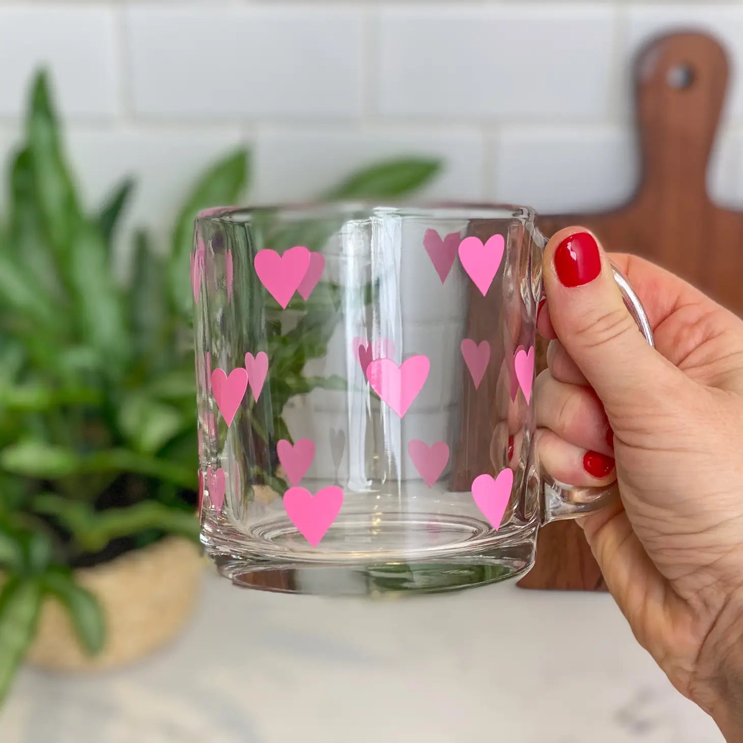 Heart Coffee Glass Mug, Valentines Day Gift Coffee Cup