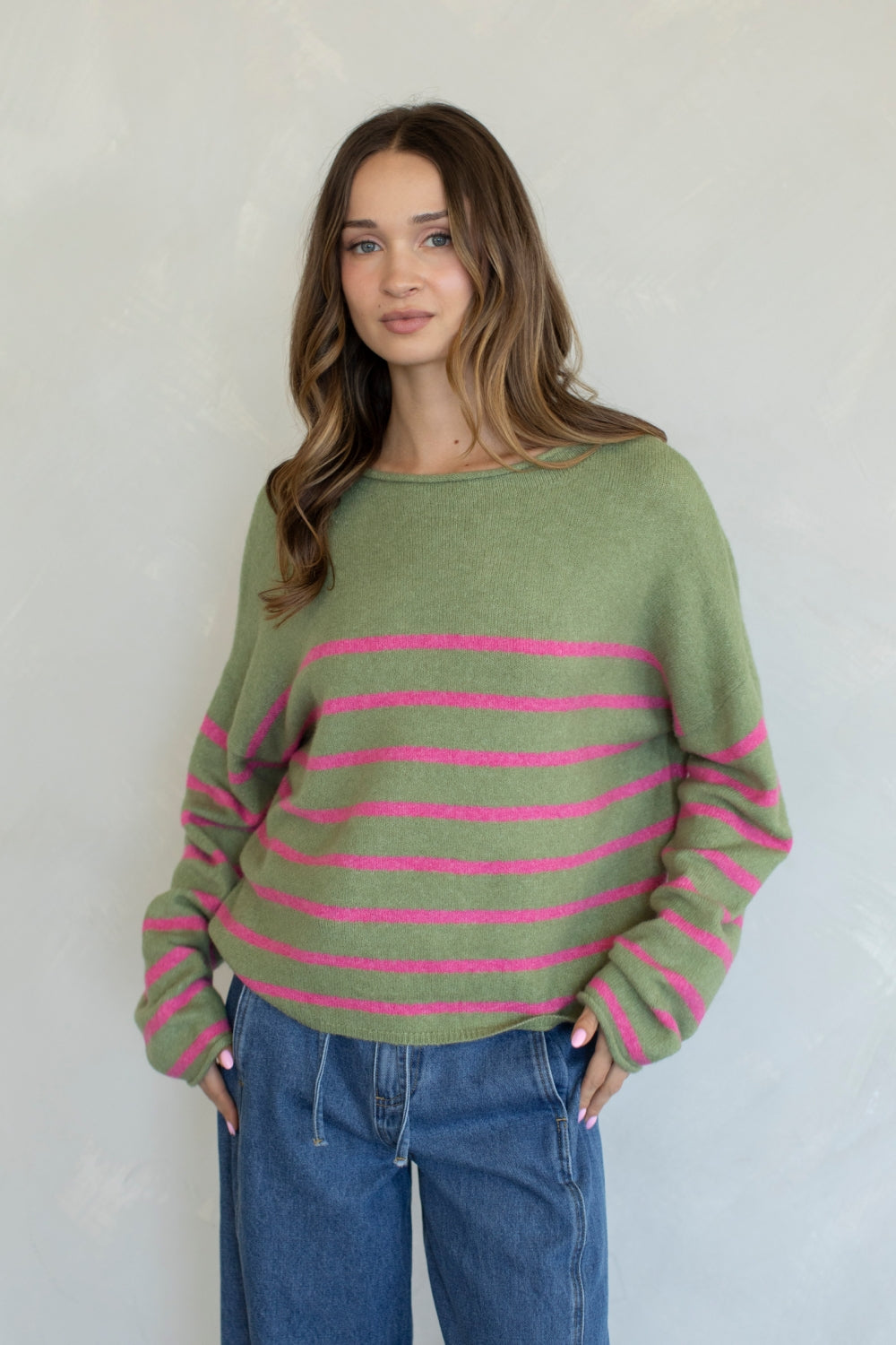 Quarter Striped Piper Pullover - Matcha