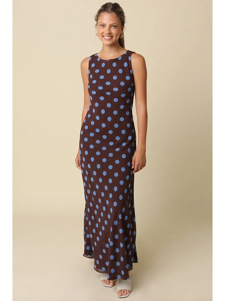 Miley Polka Dot Sleeveless Maxi Dress