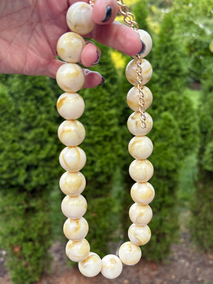 Cream Chunky Beaded Necklace