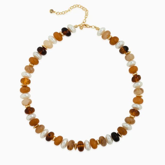 Marble Color Pearl Beaded Necklace