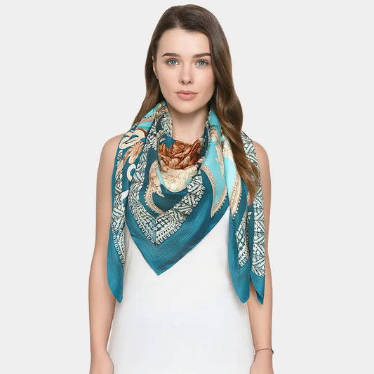 Elegant Baroque Silk Feel Square Scarf