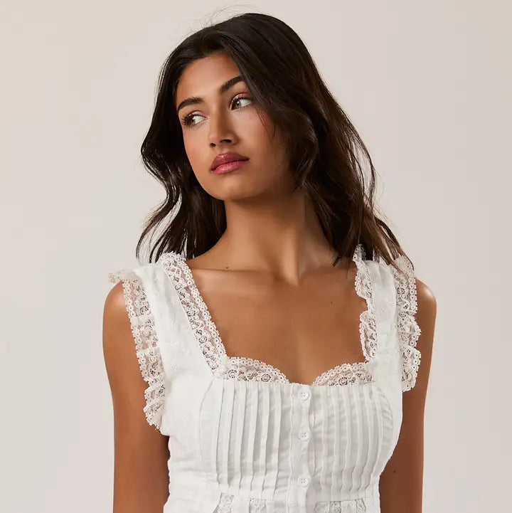 Sleeveless Square Neck Ruffle Top
