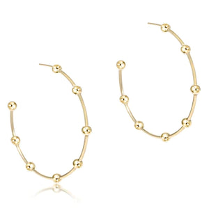 Beaded Simplicity 1.5” Post Hoop - 4mm Gold Earrings eNewton