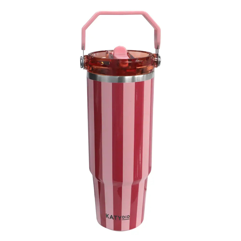 Pink and Wine Striped 30 oz Cabana Tumbler