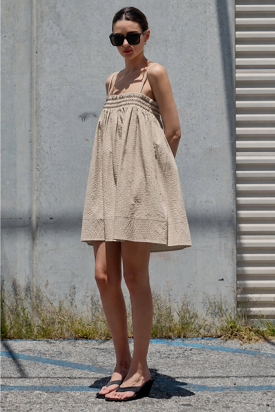Smocked Stripe Cami Dress