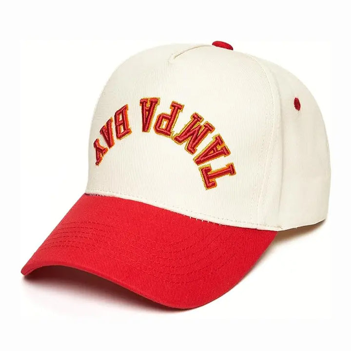 2 Tone Upside Down 3D Trucker Cap - Tampa Bay - Red/Beige