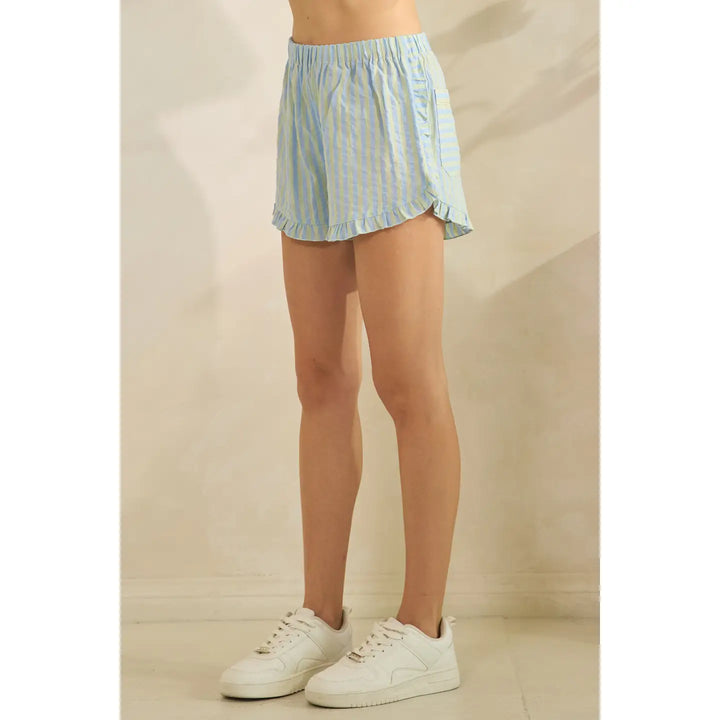 Boho Stripe Ruffle Lounge Shorts