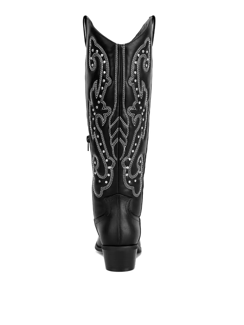 Black Studded Cowboy Boots
