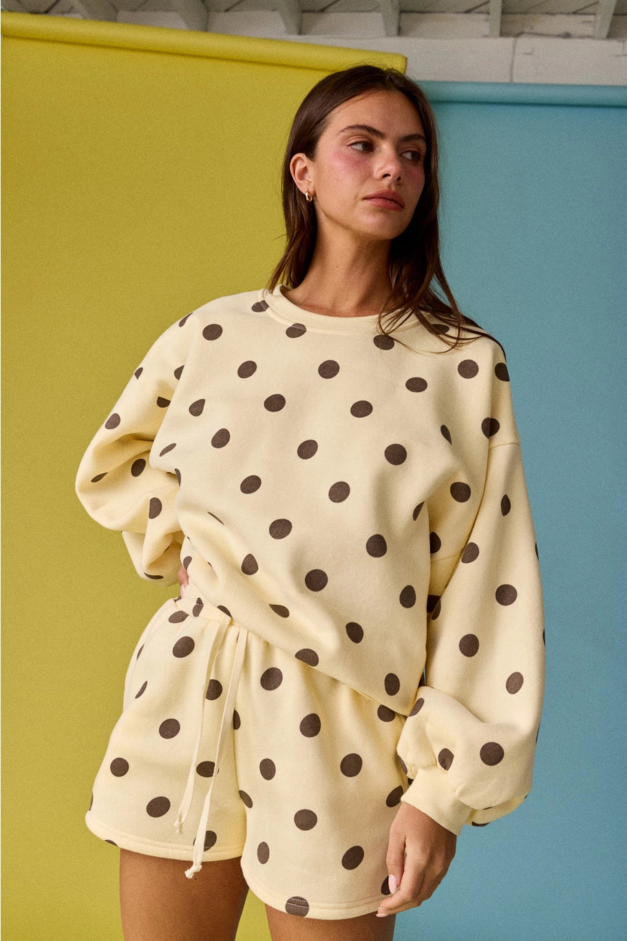 Polka Dot Fleece Shorts