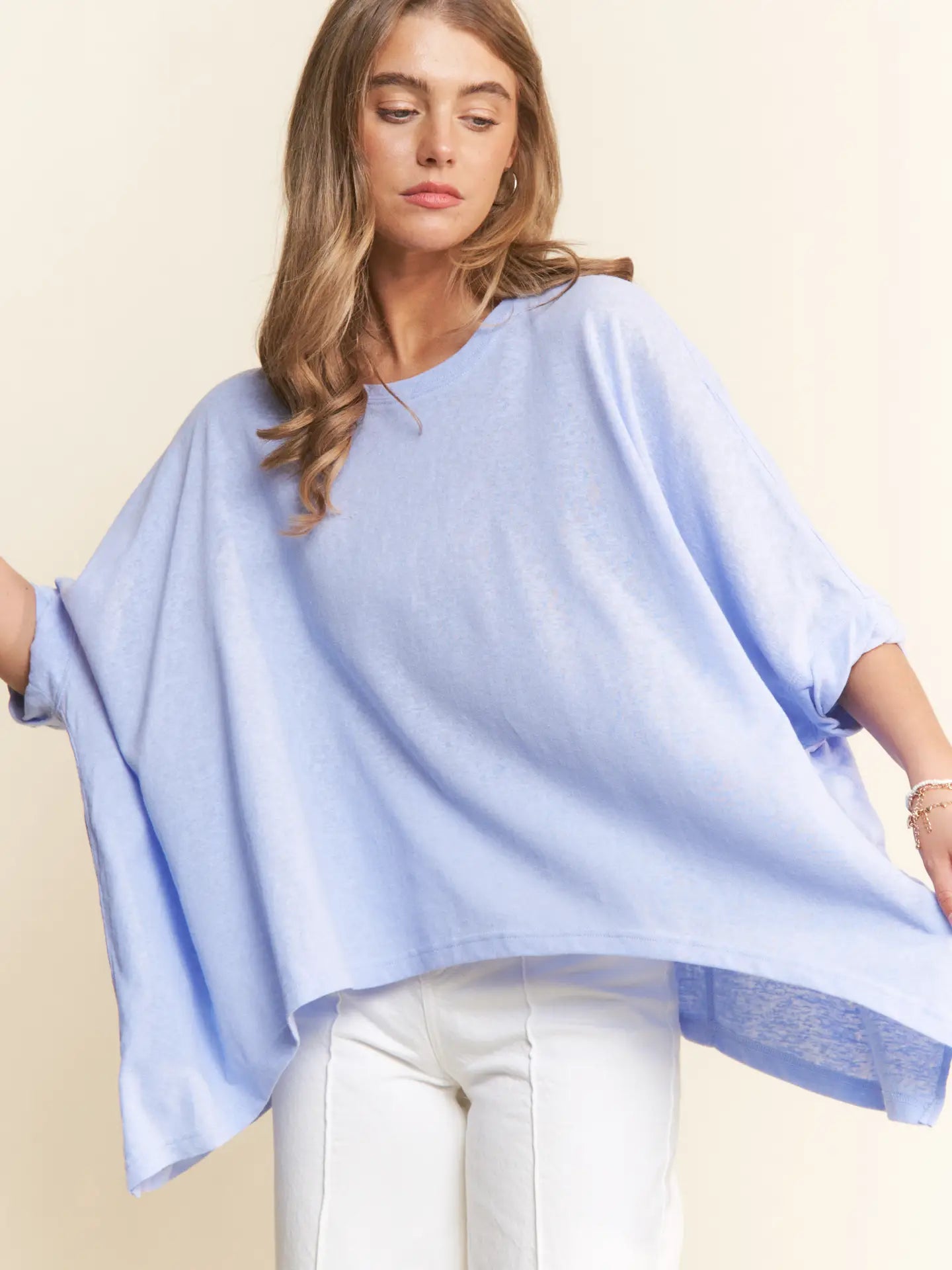 Loose Fit Dolman Pastel Blue Top