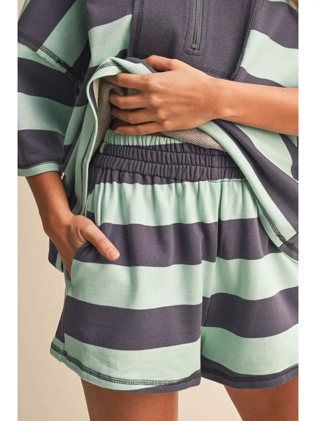 Striped Half Zip Top