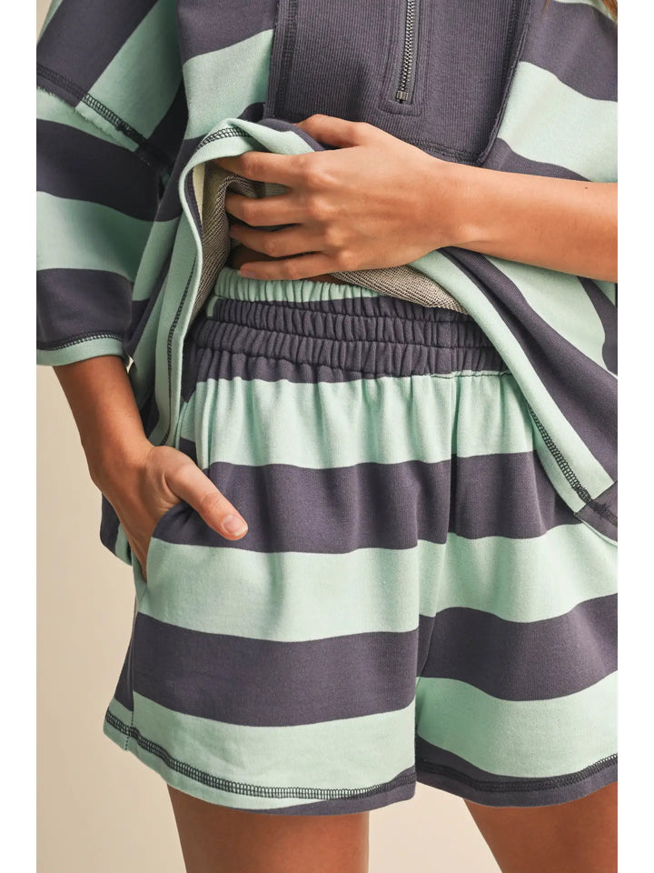 Striped Half Zip Top