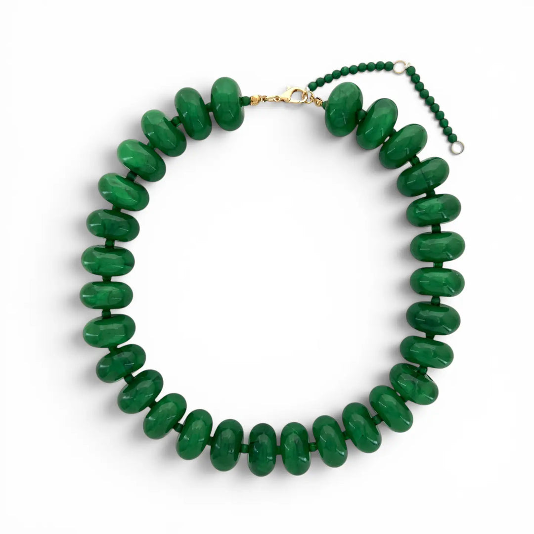 Evergreen 20mm Resin Rondelle Beaded Necklace