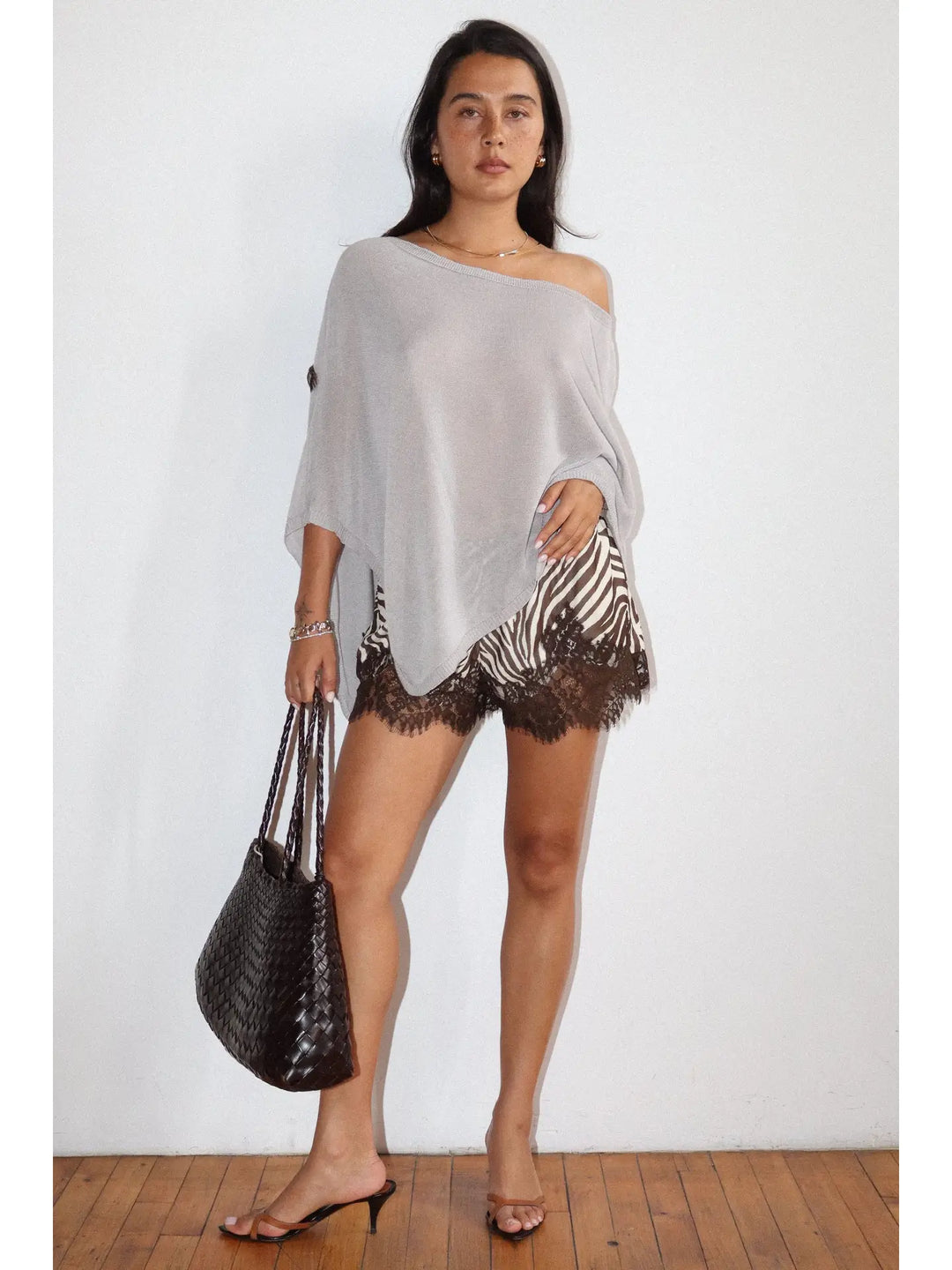 Zebra Print Lace Trim Shorts