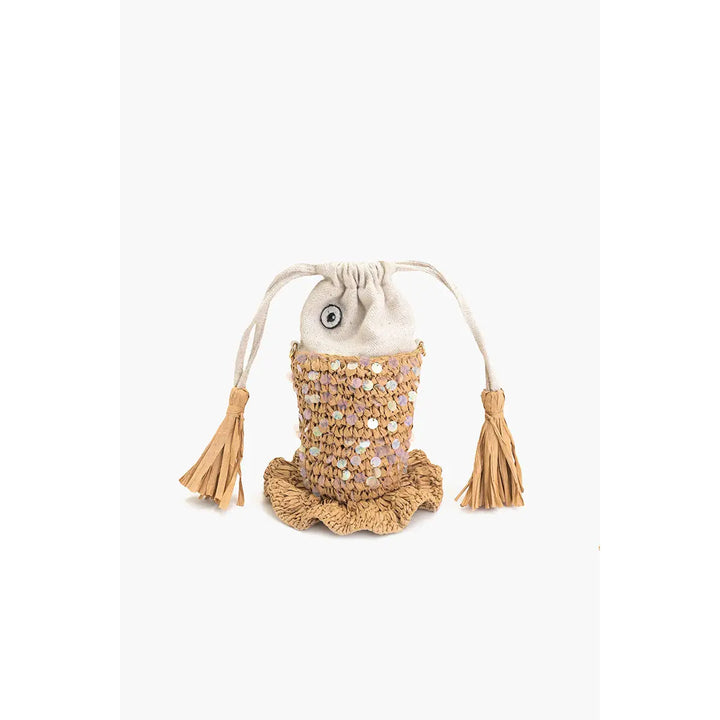 Ocean Whimsy Raffia Fish Bag