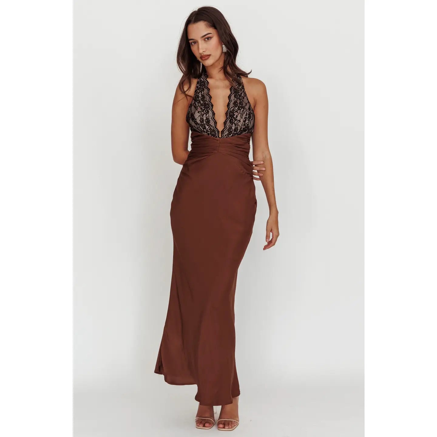 Lace Halterneck Maxi Dress