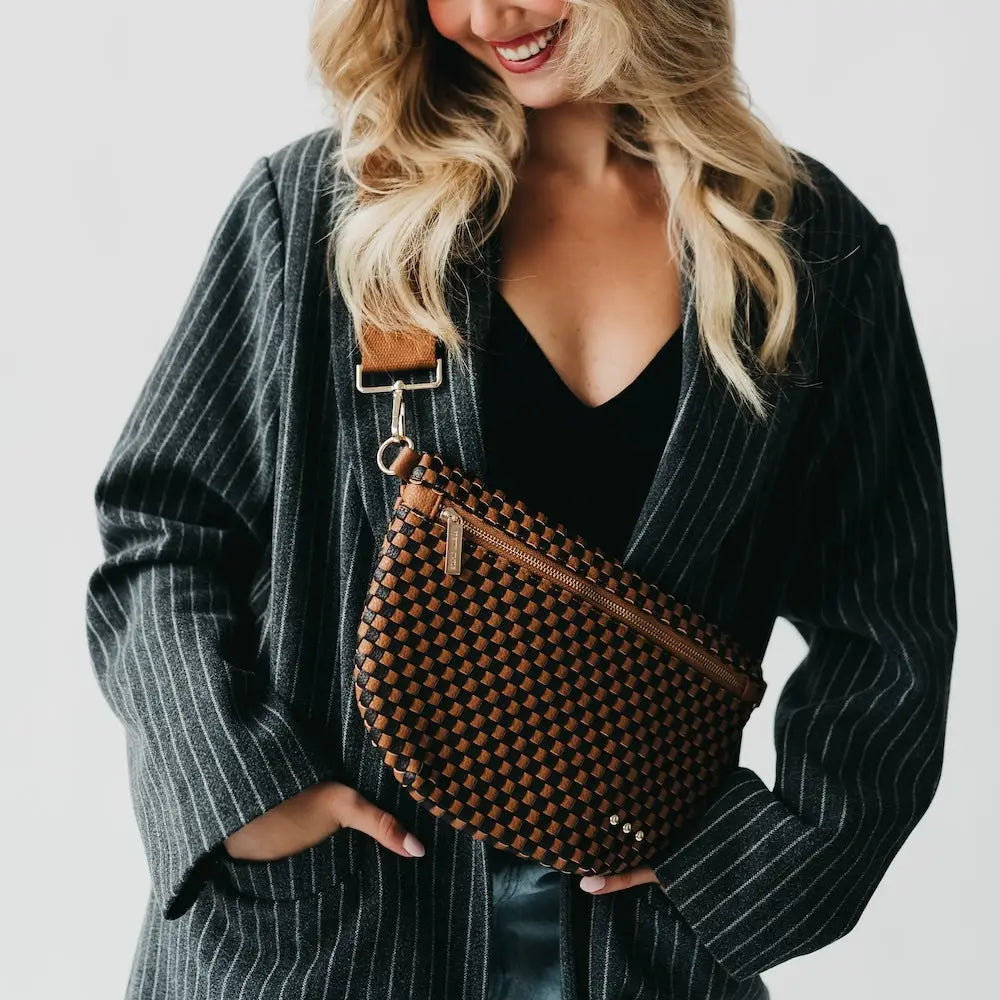 Checkered Coffee Westlyn Woven Bum Bag