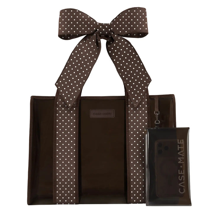Case-Mate Espresso Polka Dot Bow Jelly Tote Bag