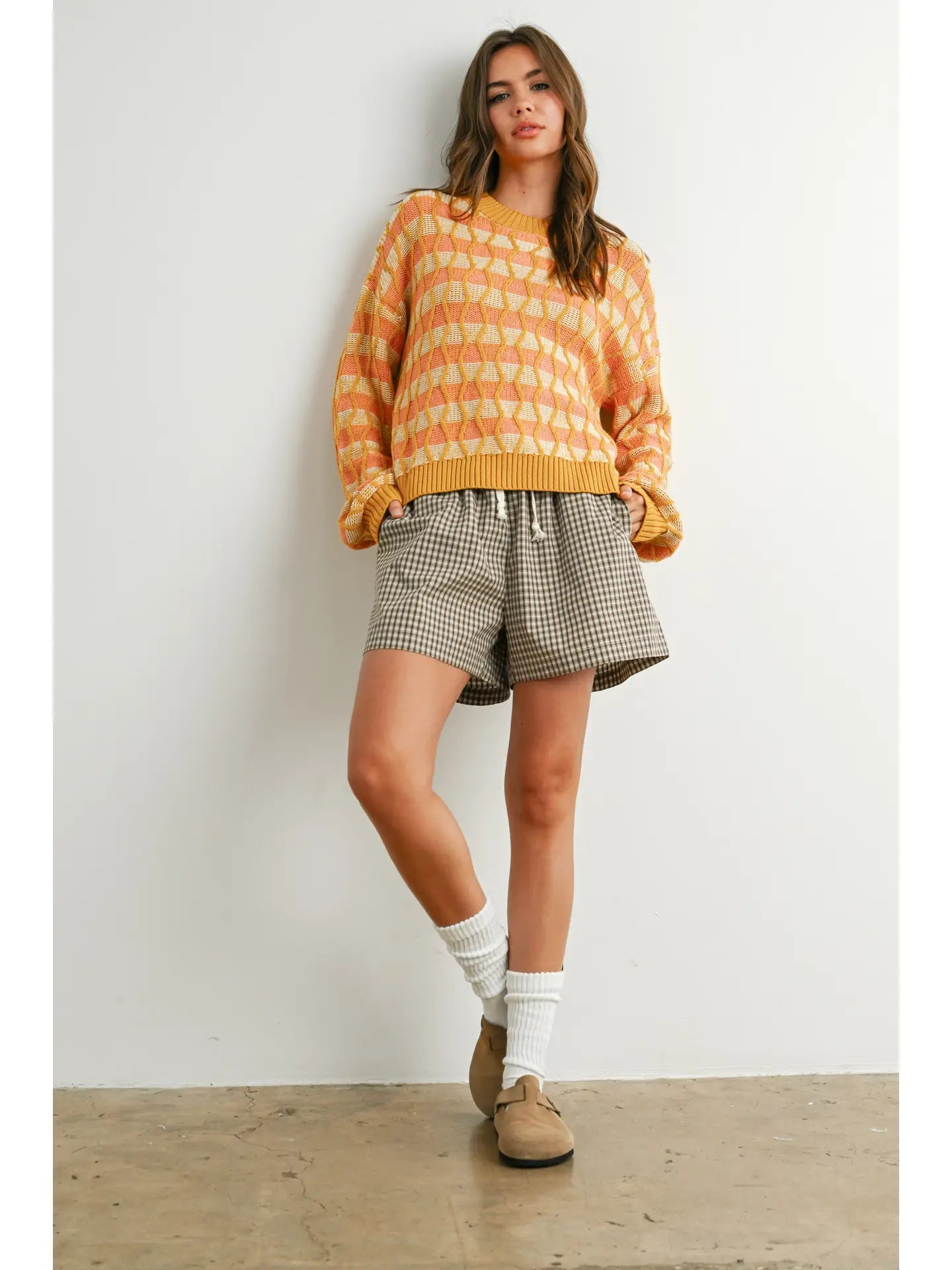 Geometric Crew Neck Long Sleeve Top