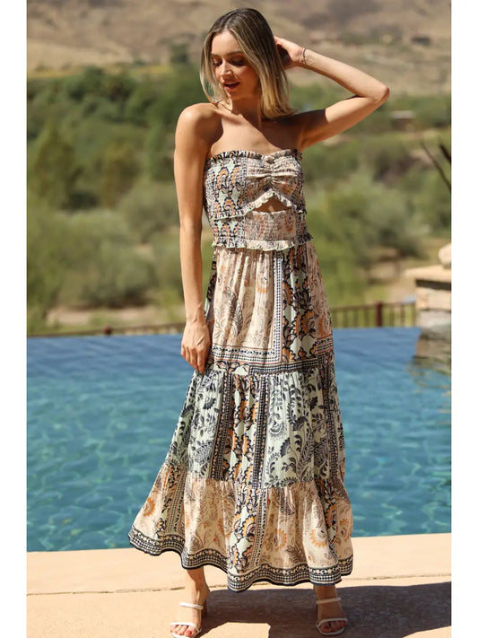 Western Flare Strapless Dress