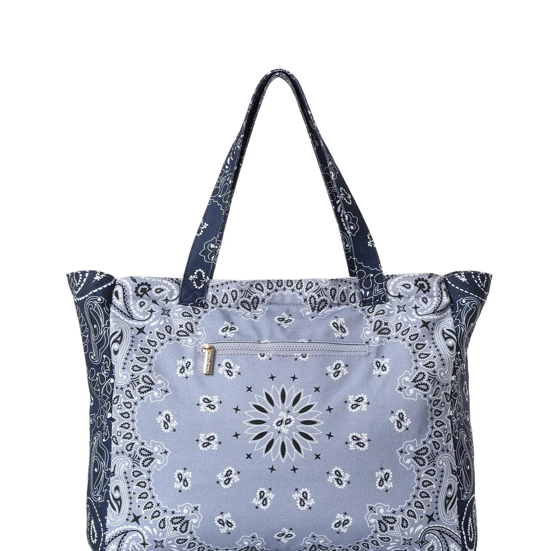 Bandana Print Canvas Tote - Bailey Light Blue/Navy