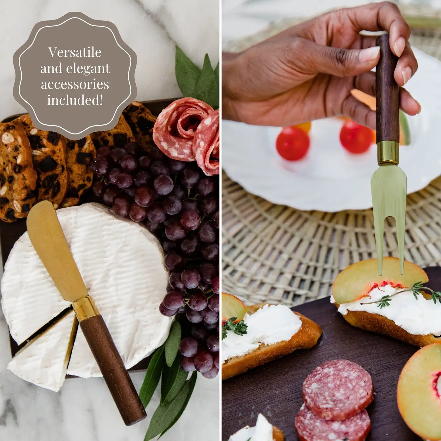 7 Piece Charcuterie Board Gift Set, Brown