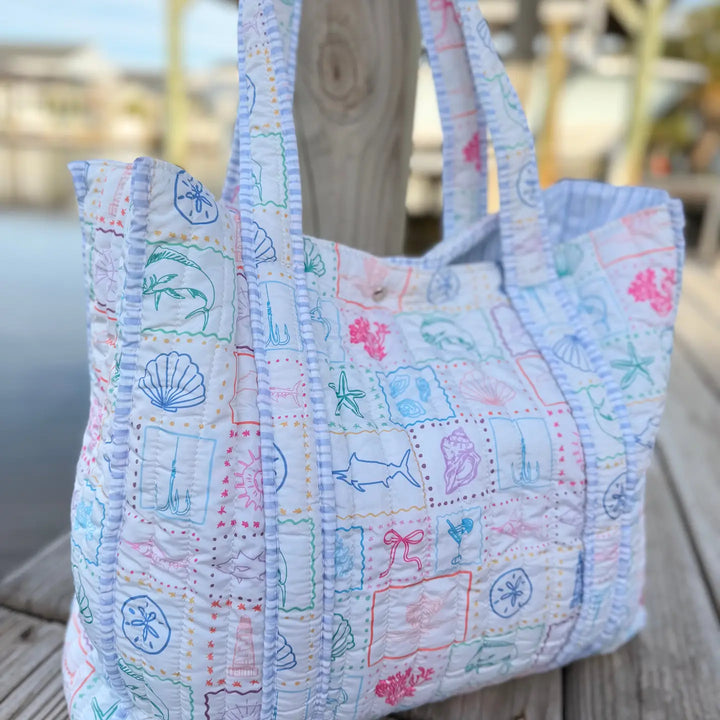 Coastal Chic Quilted Tote Bags