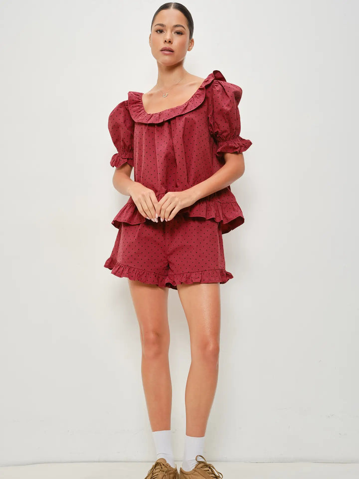Rohan Frill Polka Dot Blouse