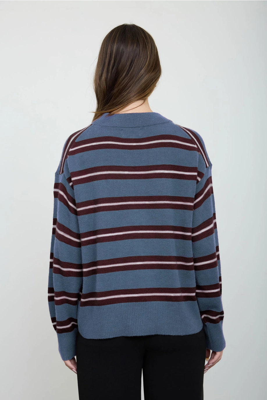 Multi-Color Stripe Crew Neck Relaxed Knit Pullover