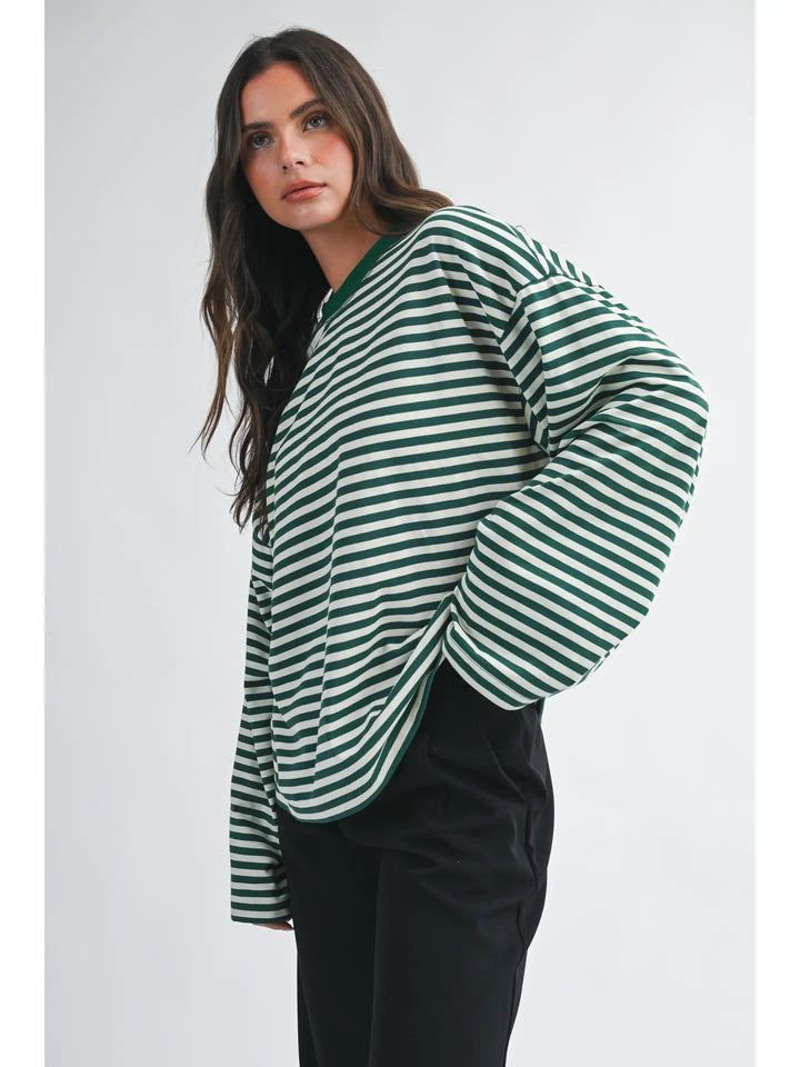 Oversized Stripe Long Sleeve Top