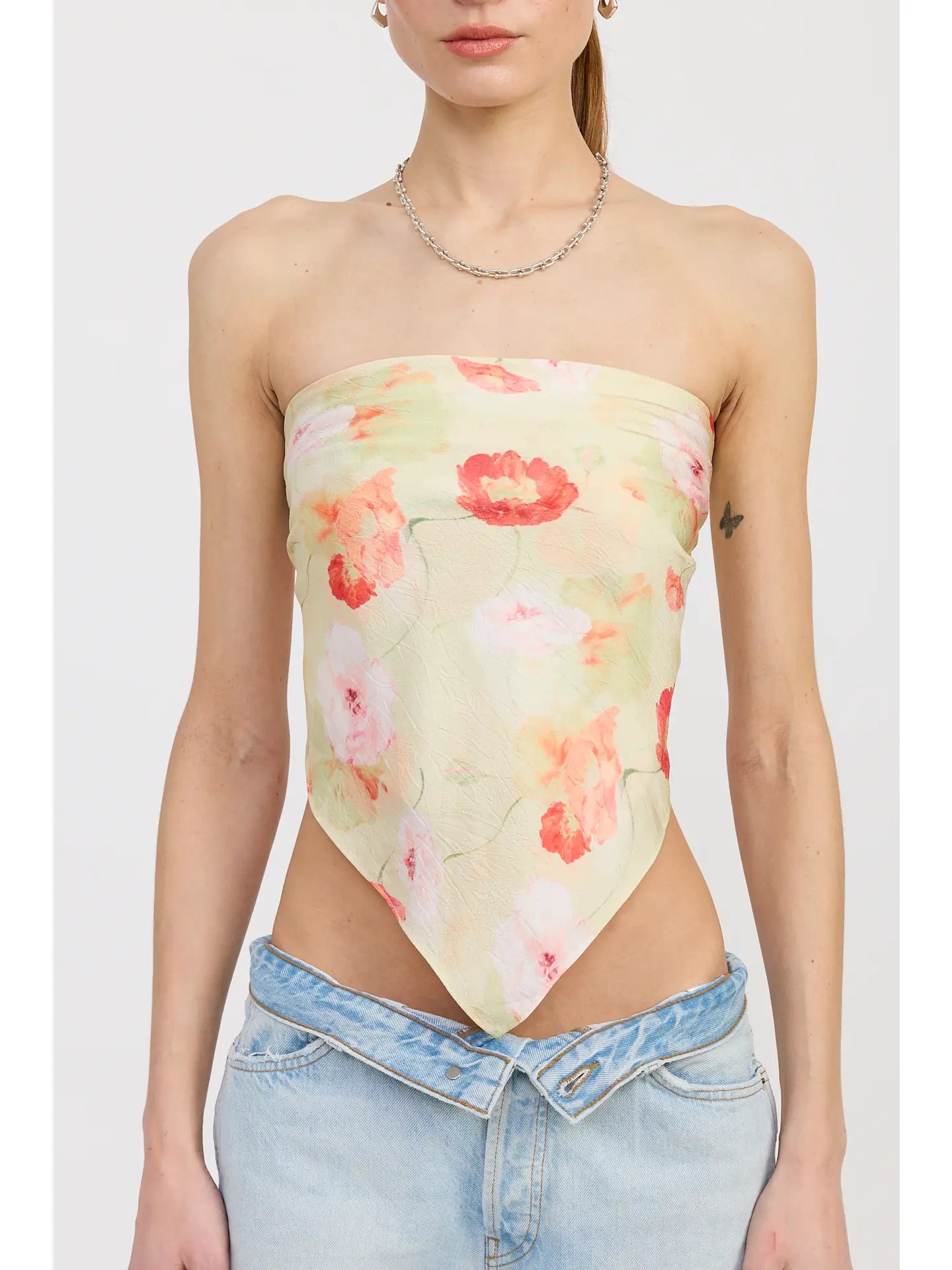 Printed Scarf Top Bias Satin