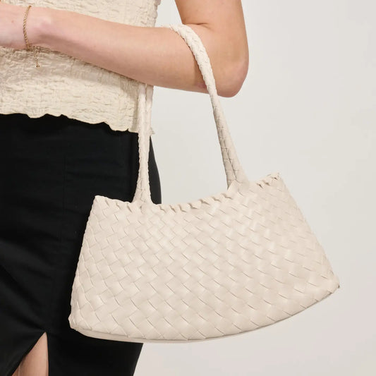 Cream Millie Woven Shoulder Bag
