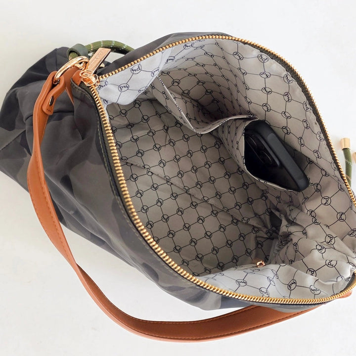 Camo Nikki Nylon Slouchy Shoulder Bag