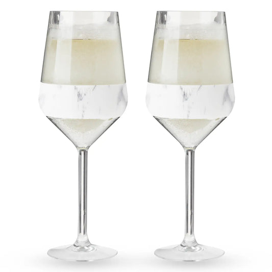 Wine Freeze™ Stemmed Cooling Cups - Marble - Set of 2