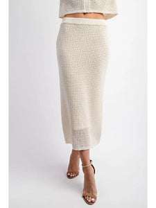 Open Knit Sweater Midi Skirt
