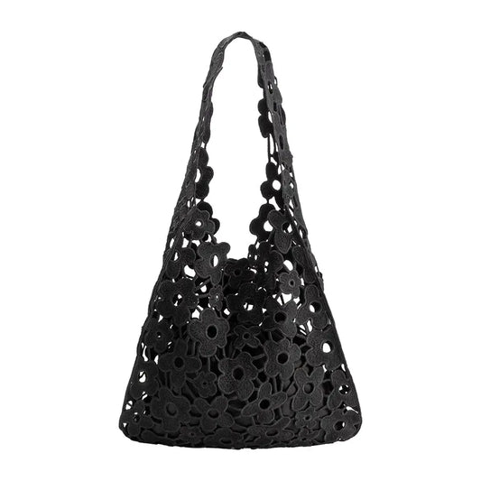 Aster Black Floral Shoulder Bag