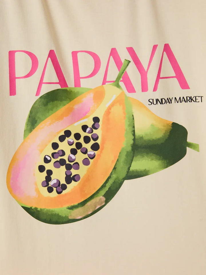 Crew Neck Short Sleeve "Papaya" Graphic T-Shirt