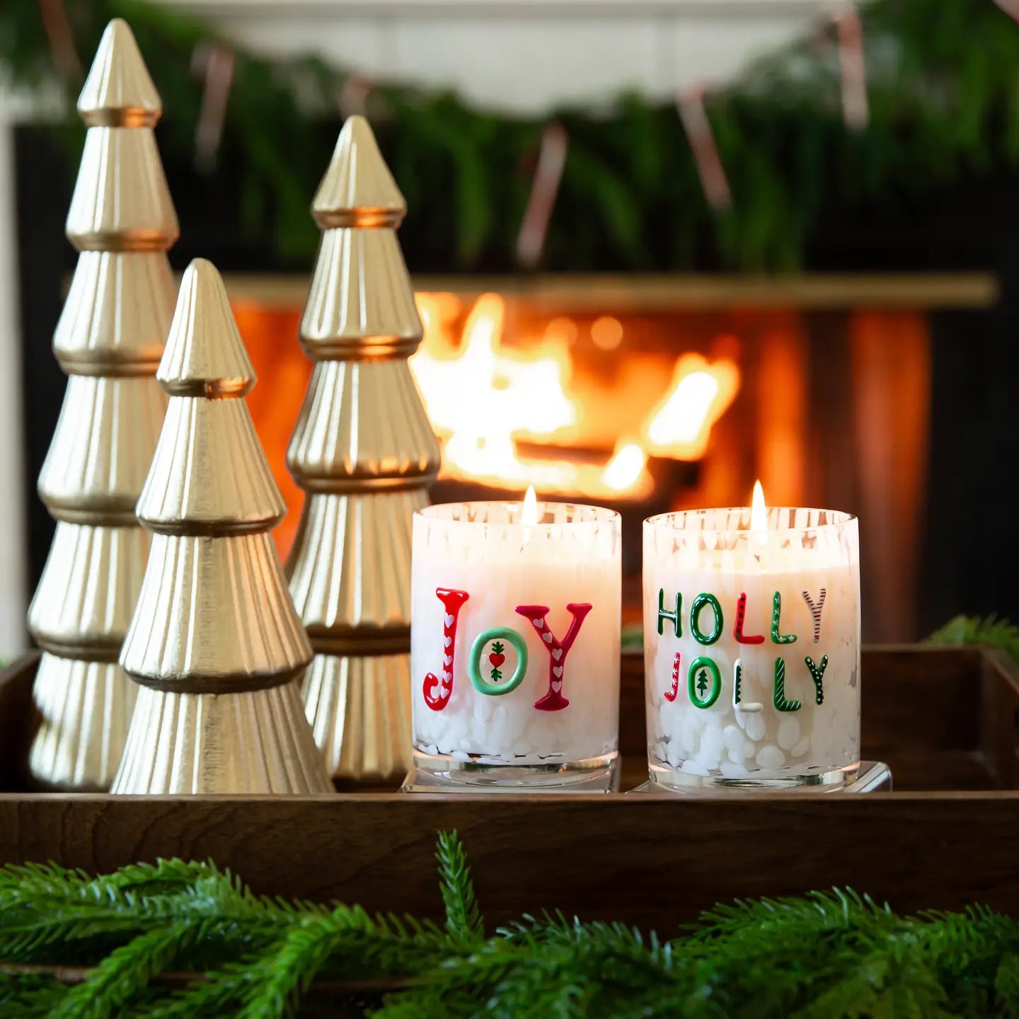 Holly Jolly Holiday Confetti Hand Painted Icon 12oz Candle
