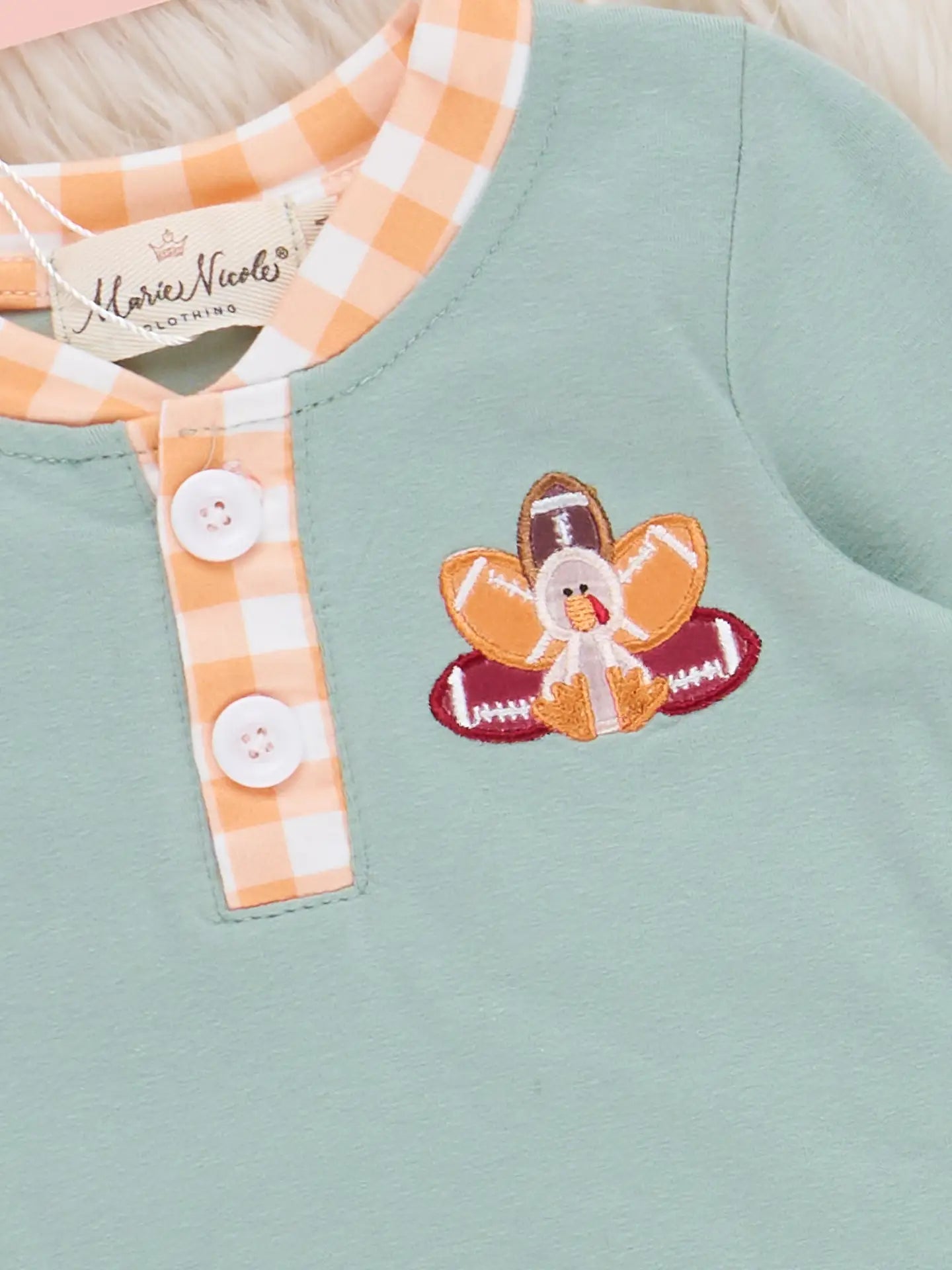 Football Feathers Embroidered Bubble Romper