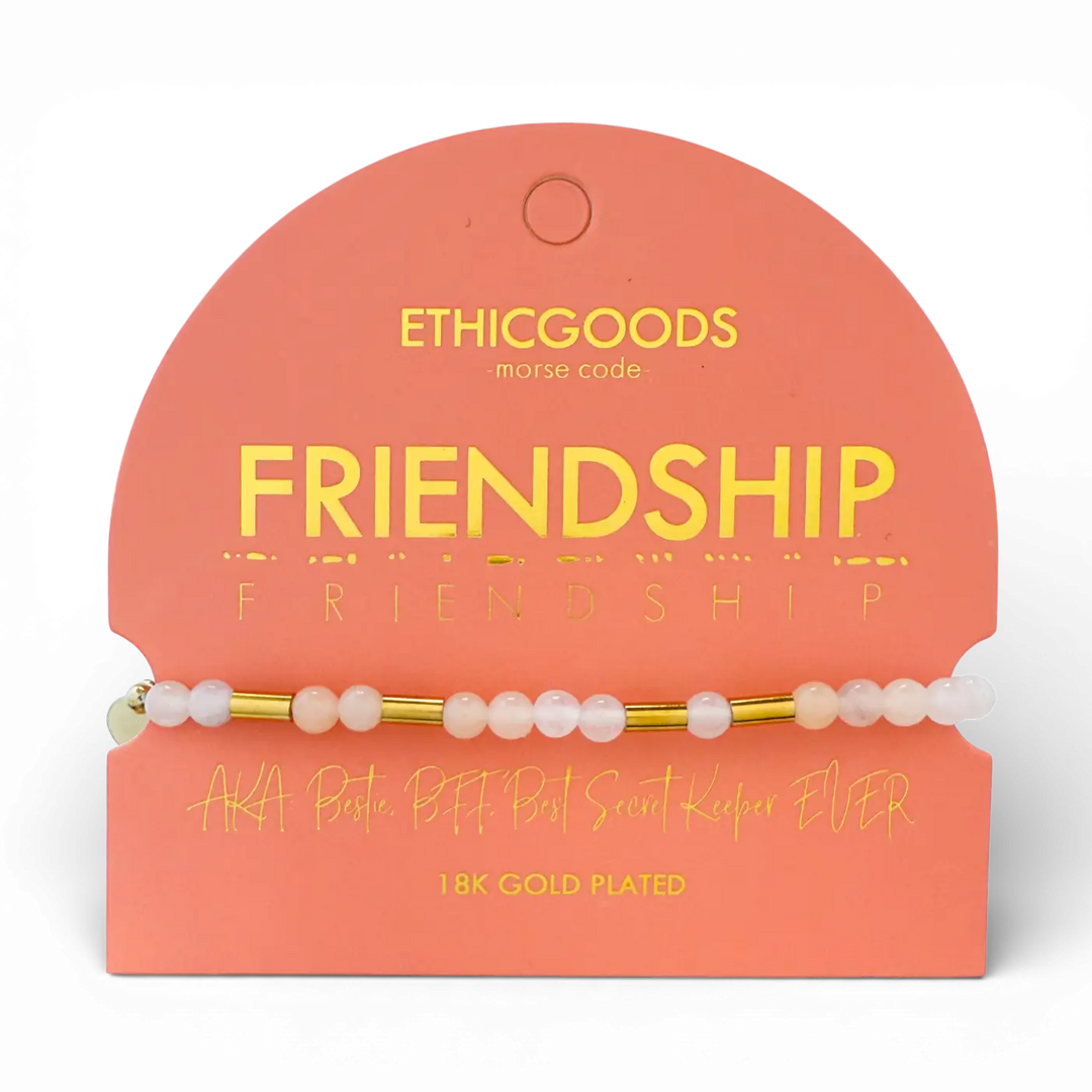 Morse Code Gold & Stone Beaded Bracelet | Friendship