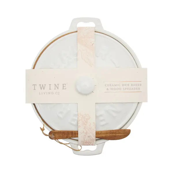 Ceramic Brie Baker & Acacia Wood Spreader Set