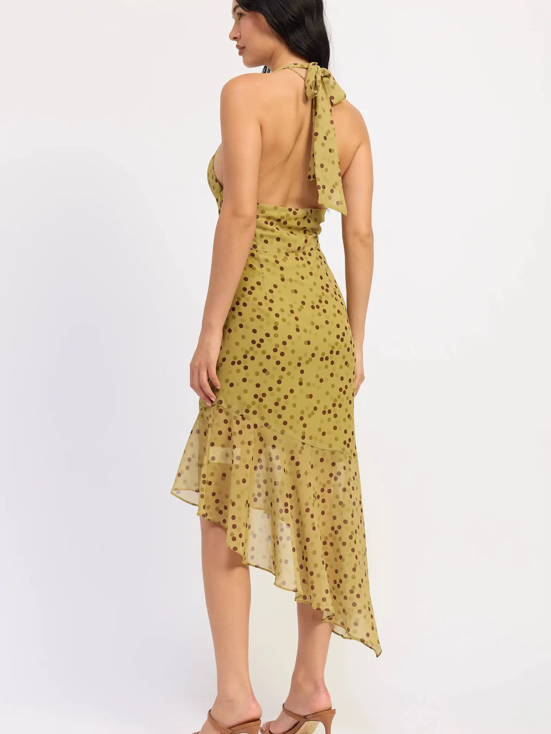 Asymmetrical Halter Chiffon Dress