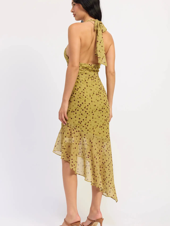 Asymmetrical Halter Chiffon Dress